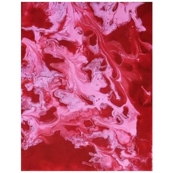 Hand Crafted Pink and Red Abstract Design 11x14 Inches Canvas Painting - Picture 2 of 4